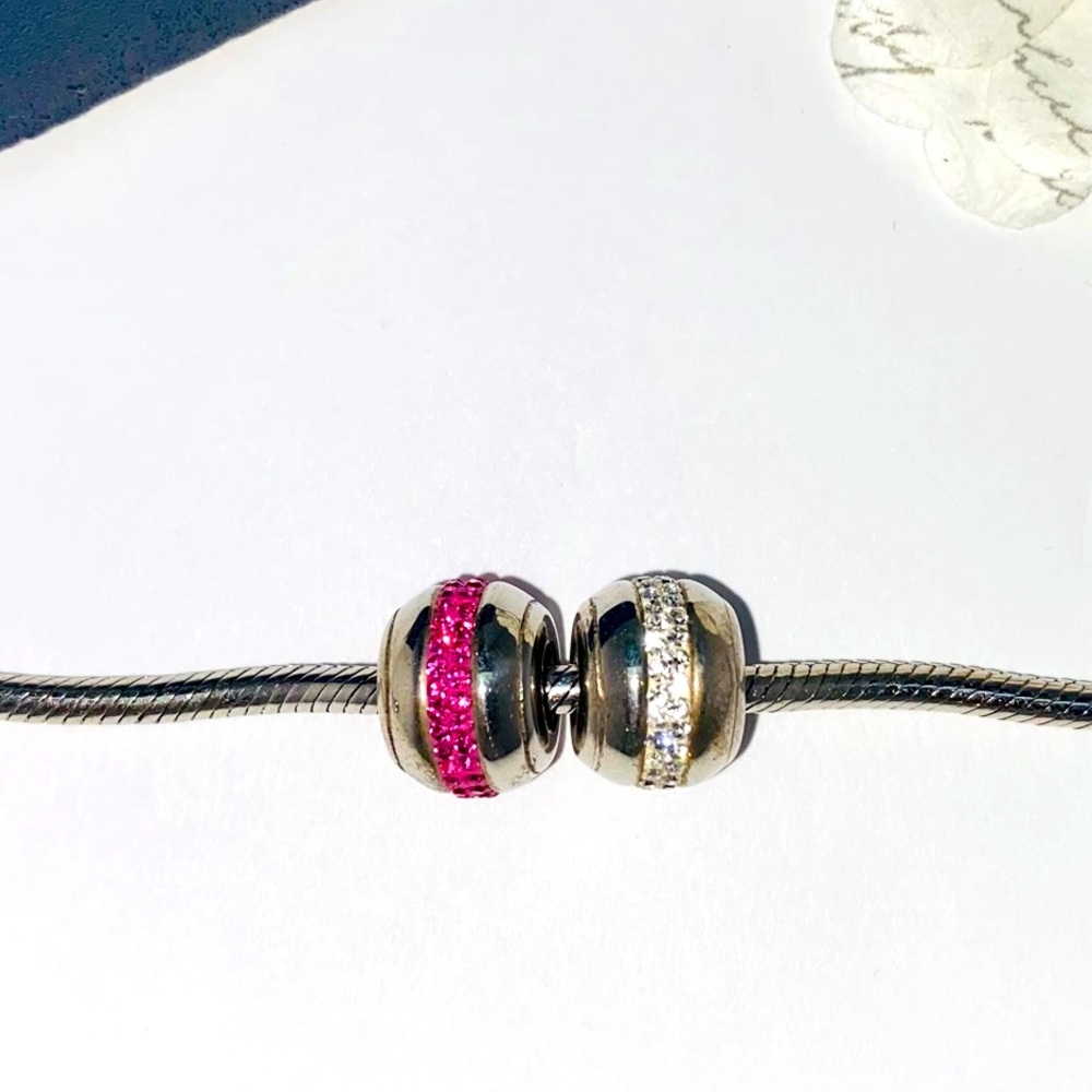 Sterling silver stone embellished beads.